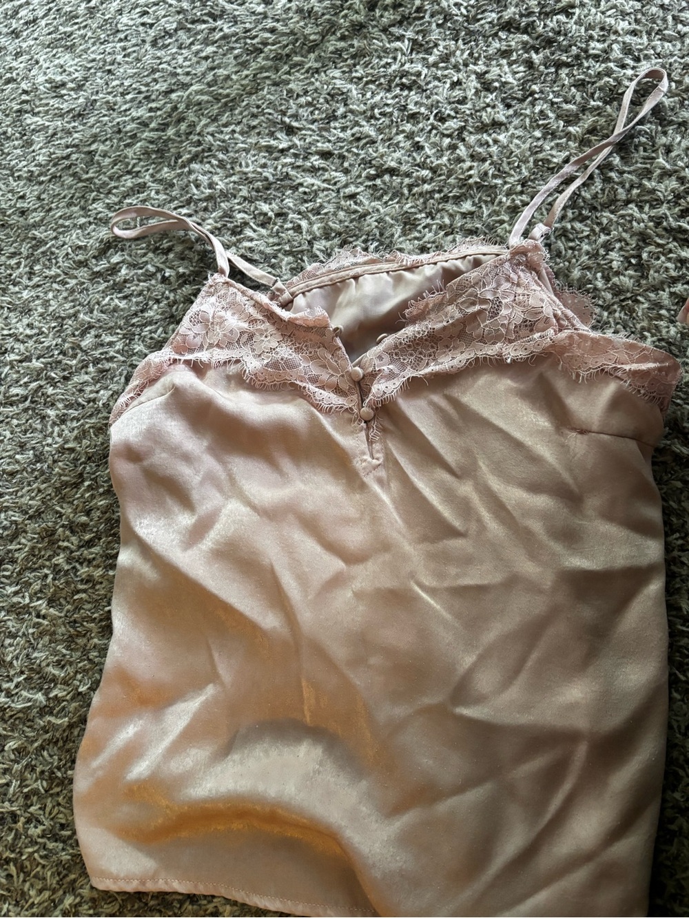 Silky Lace Trim Cami Tank - Blush Pink